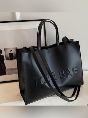totes Black Embossed Leather Tote